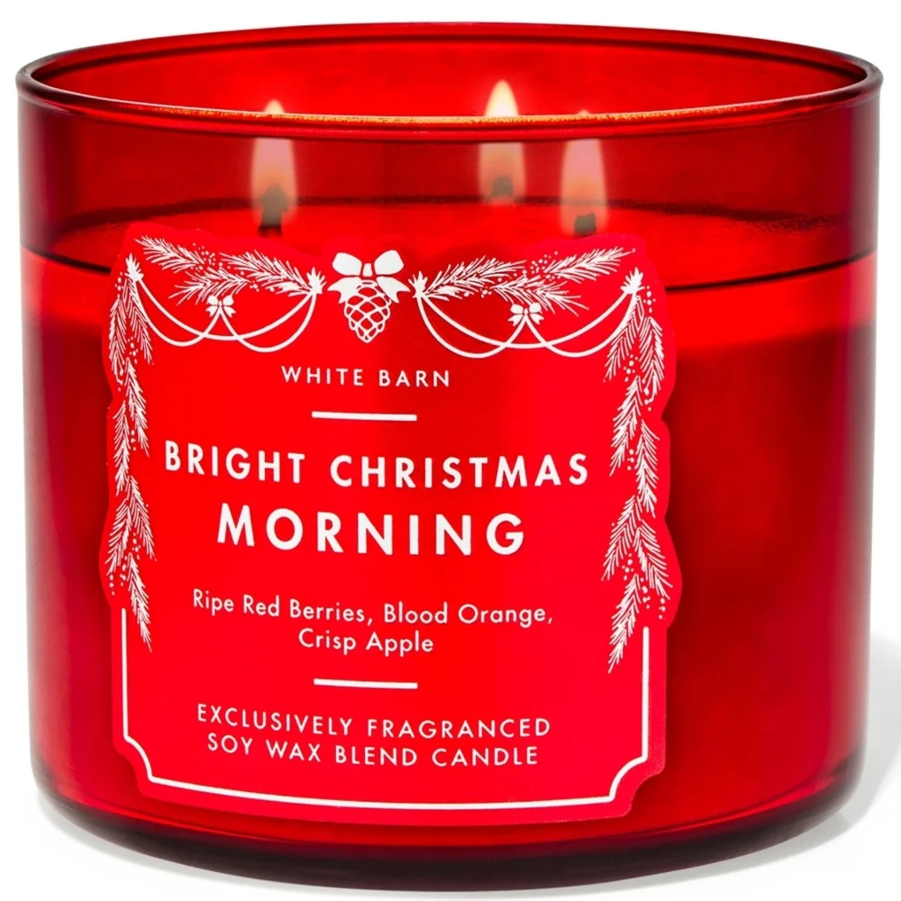 Bath & Body Works Bright Christmas Morning 3-Wick Bright Fruity Candle NEW Rare - Picture 1 of 2